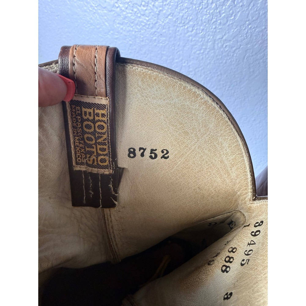 Hondo Boots Western Cowboy Mens 9.5 E (Wide)Brown Good Two Tone Leather 8752 - Picture 11 of 13